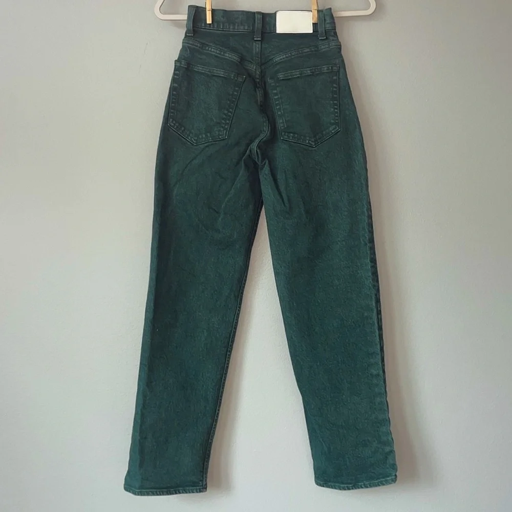 MOUSSY Plain‎ Jeans High Rise Ankle Straight Green Women Sz 24 Japan
